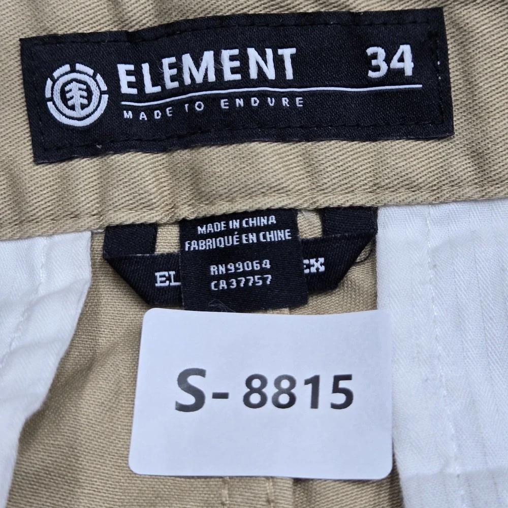 Element Men Shorts 34 Khaki Chino Twill M245TESW Sawyer WK Button 11